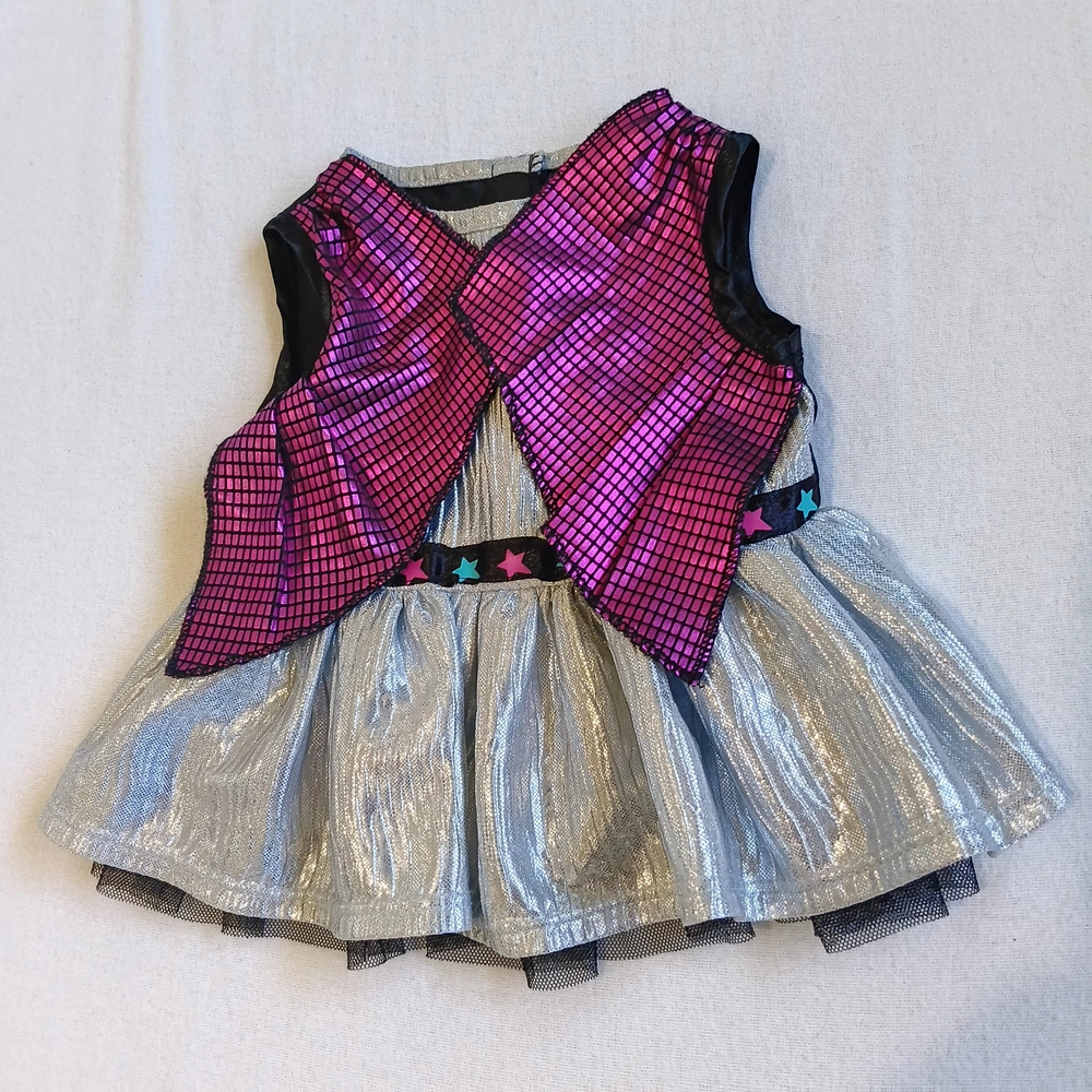 Build-A-Bear Popstar Rocker Silver Purple Star Dress